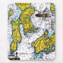 Jamestown RI Nautical Chart with Lighthouses mousepads by sailorpatp Jamestown RI Nautical Chart with Lighthouses mousepads