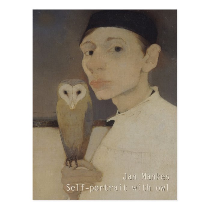 Jan Mankes Self-portrait with owl CC0687 Postcard