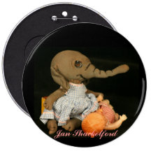 Jan Shackelford  ELEPHANT Gita Pinback Button