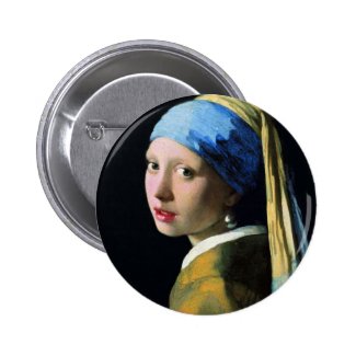 Jan Vermeer Girl With A Pearl Earring Baroque Art Pinback Buttons
