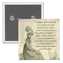 Jane Austen Book Lovers Pinback Buttons