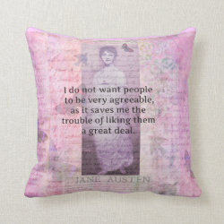 Jane Austen humorous snarky quote decorative Pillow