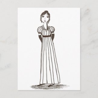 Jane Austen Inspired striped Dress postcard