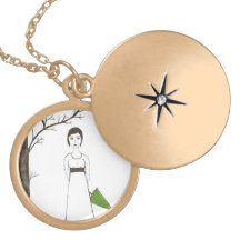 Jane Austen Rice Portrait Personalized Necklace