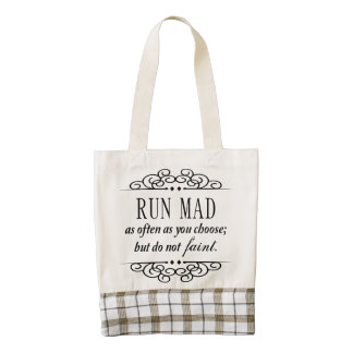 Jane Austen: Run Mad Quote Zazzle HEART tote bag