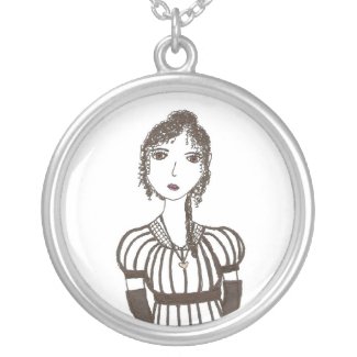 Jane Austen stripe necklace