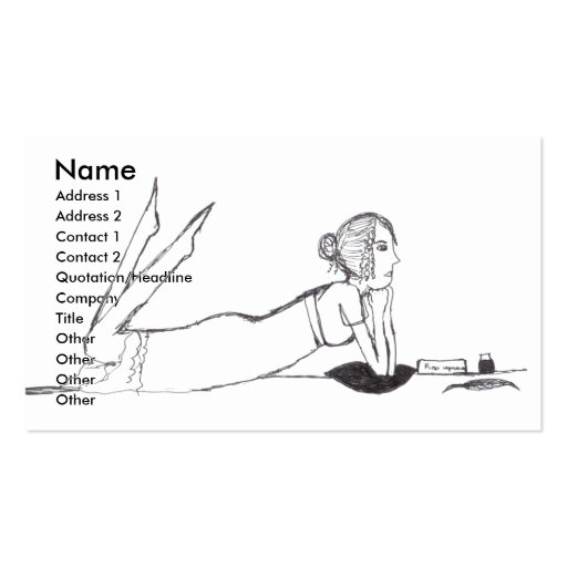 Jane Austen writing Business Card (front side)