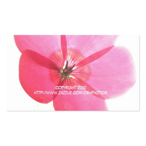 Jane Doe's Floral Designs, ... Business Card Template (back side)
