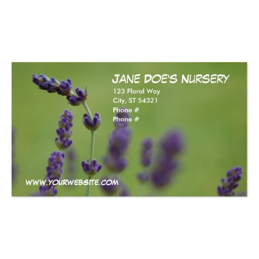 Jane Doe's Nursery Business Card Template (front side)