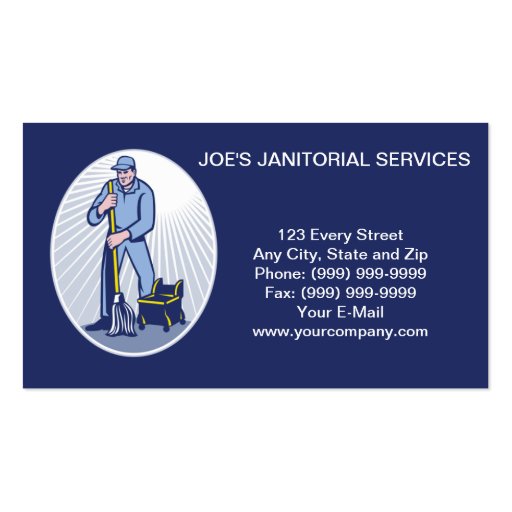 Janitor Cleaner Janitorial Services Business Card (front side)