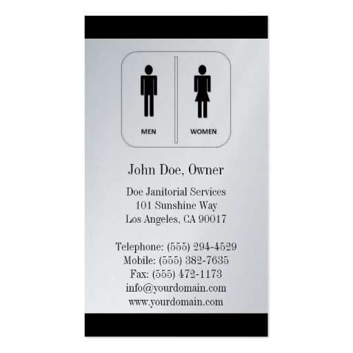 Janitor/Custodian/Maid Black/Platinum Business Cards (back side)