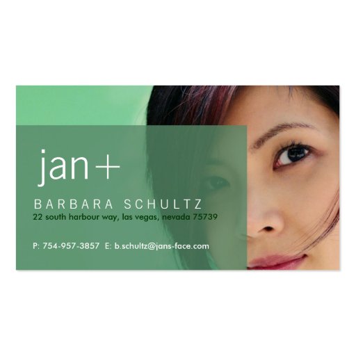 Jan's Face [green] Business Cards