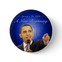 January 20: A New Beginning Obama Button