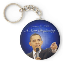 January 20: A New Beginning Obama Keychain