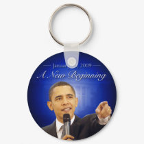 January 20: A New Beginning Obama Keychain