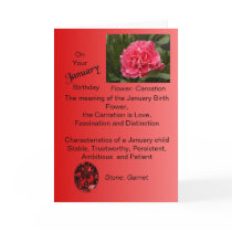January Birthday Card - Carnation and Garnet by justbyjuliecards January Birthday Card - Carnation and Garnet
