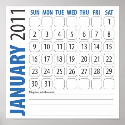 january calendars 2011. January Calendar 2011 in blue