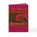 January Wedding red pink rose card (customise)