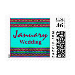 January Wedding turquoise red Postage