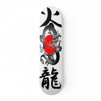 Japan Flag Fire Dragon Skateboards skateboard