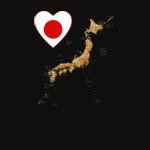 Japan Flag Heart Map Fitted AA T-Shirt