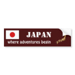 Japan Flag Map Text Bumper Sticker