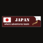 Japan Flag Map Text Bumper Sticker