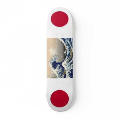 Japan Flags with Hokusai wave Skate Board Deck by jesterik87 Japan Flags with Hokusai wave Skate Board Deck by jesterik87