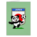 This adorable little panda is too cute! He's featured in front of a large flag from Japan and ready to play football and score some goals. This cute design is perfect for football players and soccer fans.
