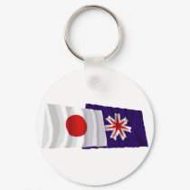 Japan & Hokkaido Waving Flags keychains