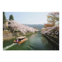 Japan, Kyoto. Flower viewing on the boat