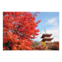 Japan, Kyoto. Kiyomizu temple in Autumn color Photograph