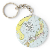 Japan Map Vintage Japanese Silk Label Key Chains