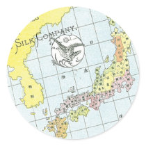 Japan Map Vintage Japanese Silk Label Sticker