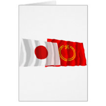 Japan & Niigata Waving Flags Greeting Cards