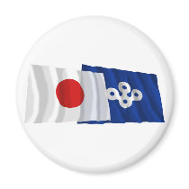 Japan & Osaka Waving Flags magnets by Vexillophile Japan & Osaka Waving Flags magnets