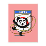 This adorable little panda bear is too cute! Featured in front of a large flag from Japan, this panda is getting ready to do a rhythmic gymnastics routine with a gymnastics ribbon! This cute design is perfect for gymnasts and gymnastics fans.