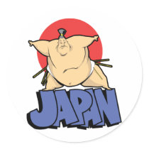 Japan Sumo Round Stickers