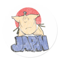 Japan Sumo Vintage Round Sticker