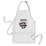 This adorable little panda loves to get out on the court and hits some balls. Panda plays in front of a large flag of Japan. This is a great design for anyone who loves to play tennis, watch tennis or just loves cute pandas.
