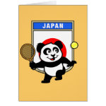 This adorable little panda loves to get out on the court and hits some balls. Panda plays in front of a large flag of Japan. This is a great design for anyone who loves to play tennis, watch tennis or just loves cute pandas.