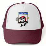 This adorable little panda loves to get out on the court and hits some balls. Panda plays in front of a large flag of Japan. This is a great design for anyone who loves to play tennis, watch tennis or just loves cute pandas.