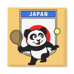 This adorable little panda loves to get out on the court and hits some balls. Panda plays in front of a large flag of Japan. This is a great design for anyone who loves to play tennis, watch tennis or just loves cute pandas.