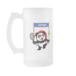 This adorable little panda loves to get out on the court and hits some balls. Panda plays in front of a large flag of Japan. This is a great design for anyone who loves to play tennis, watch tennis or just loves cute pandas.
