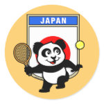 This adorable little panda loves to get out on the court and hits some balls. Panda plays in front of a large flag of Japan. This is a great design for anyone who loves to play tennis, watch tennis or just loves cute pandas.