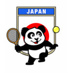 This adorable little panda loves to get out on the court and hits some balls. Panda plays in front of a large flag of Japan. This is a great design for anyone who loves to play tennis, watch tennis or just loves cute pandas.