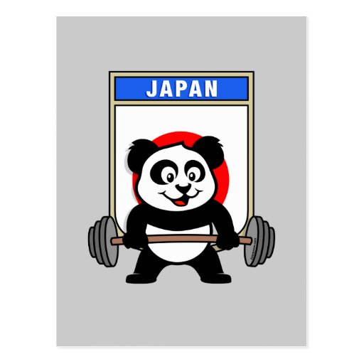 Japan Weightlifting Panda Post Cards