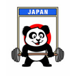 This cute bodybuilding panda loves weightlifting. He stands in front of a large flag of Japan. Look how easy he lifts that heavy barbell loaded with weight plates. This design is too cute. Great gifts here for anyone from Japan who loves weightlifting.