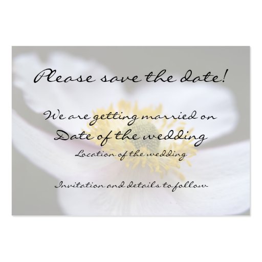 Japanese Anemone â€¢ Save the Date Mini Card Business Cards (back side)