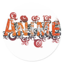 Japanese Anime Style art Round Stickers